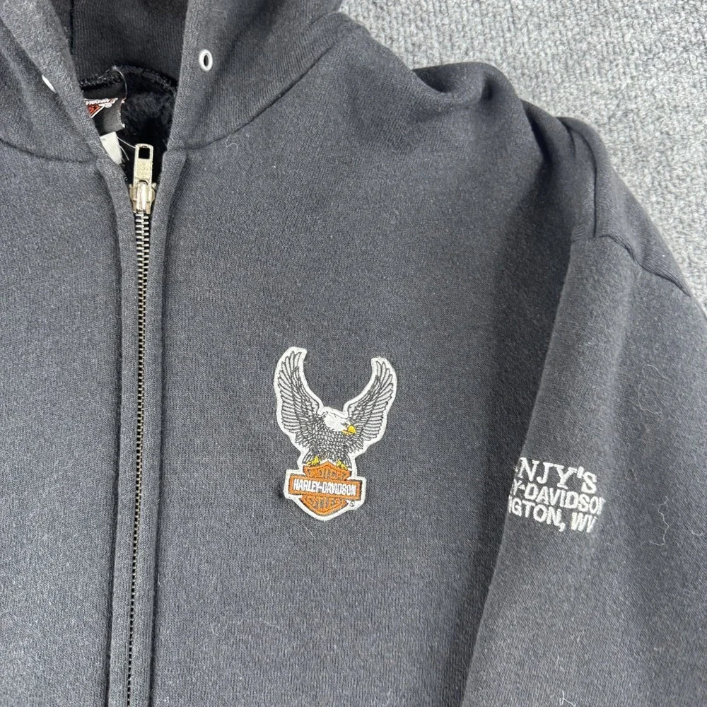 Harley Davidson Hoodie Men L Black Pullover Sweatshirt Eagle Biker Motorcycle WV